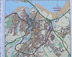 Inverness map on the public board　/インバネス空港外にあった地図